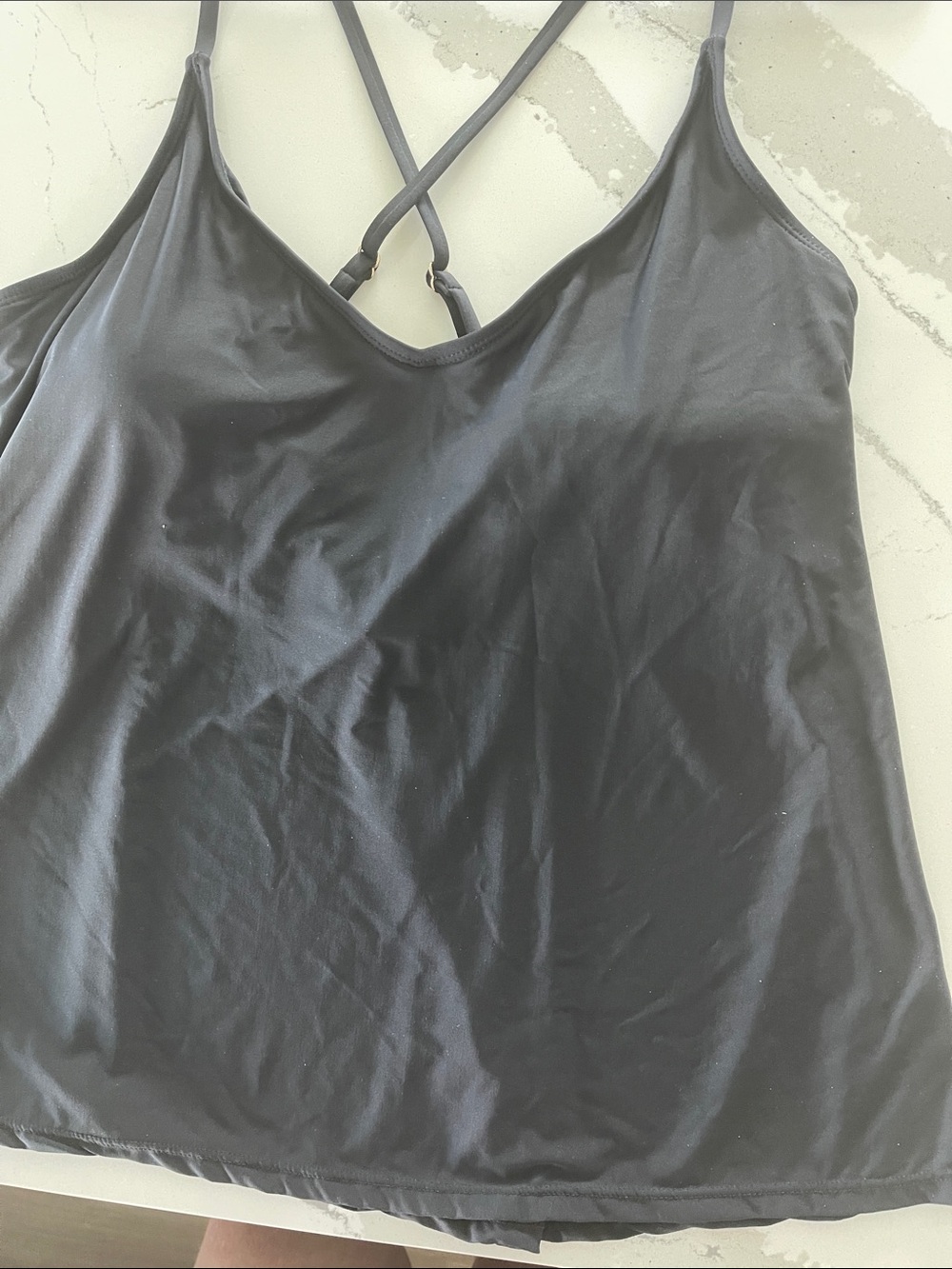 Anne Cole Black Adjustable-Strap Tankini TOP ONLY